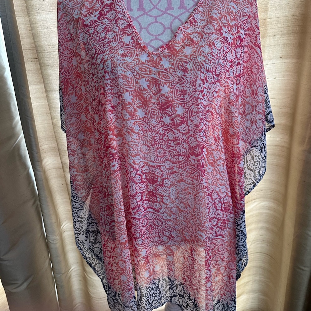 Tommy Bahama Pink and Blue Swim Coverup with V-Neckline